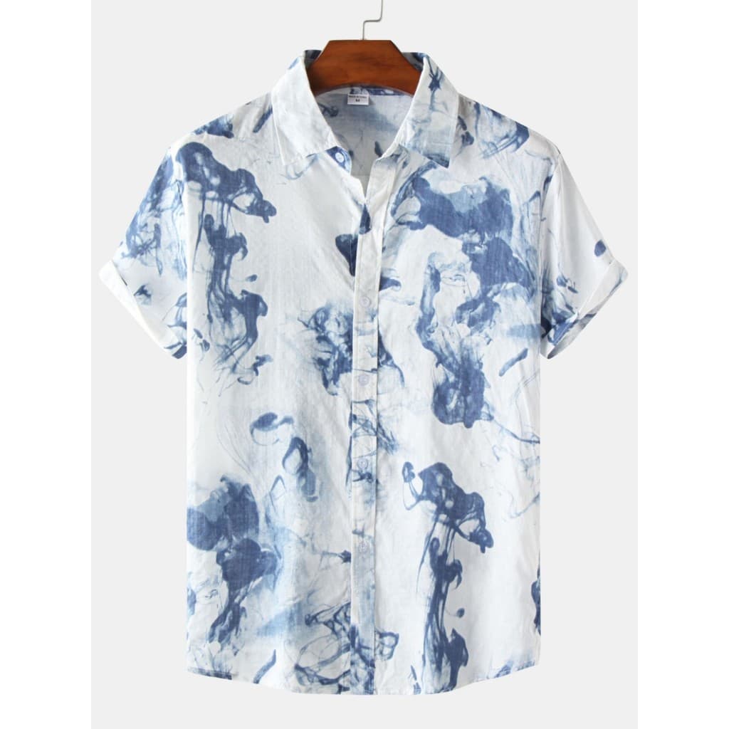 Camisa Masculina casual Com Lapela E Flor Havaiana