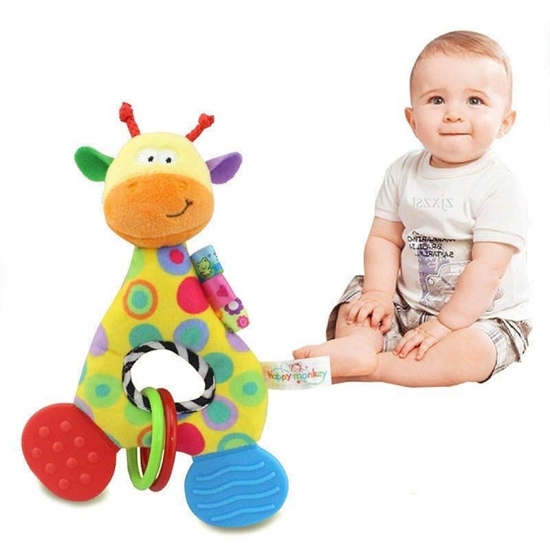 Yiqiqiqi Brinquedo de Pelúcia de Girafa de Mão de Bebê Chinês, Brinquedo de Macaco Feliz Qiqi, Presente para Crianças, B