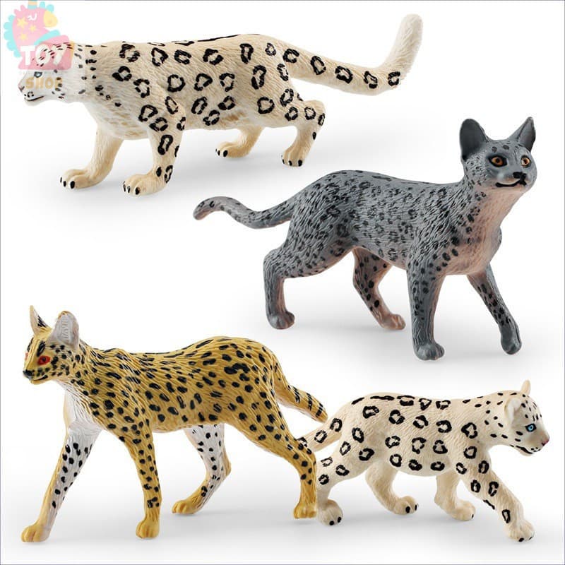 Brinquedos Infantis Modelo Realista de Vida Selvagem Filhote de Leopardo das Neves Figura de Caracal Africano para Exibi