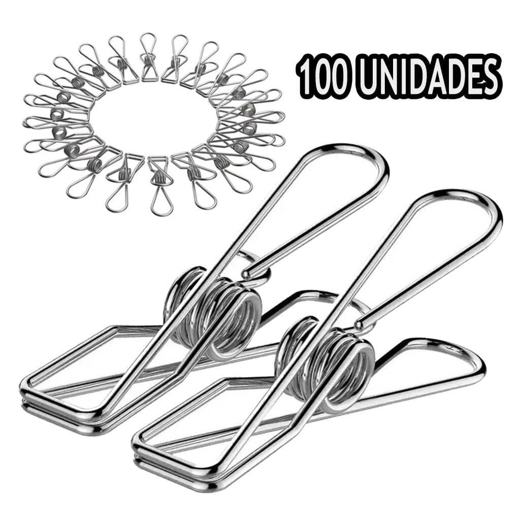Kit 100 Peças Prendedor De Roupa 100% Inox Alta Qualidade