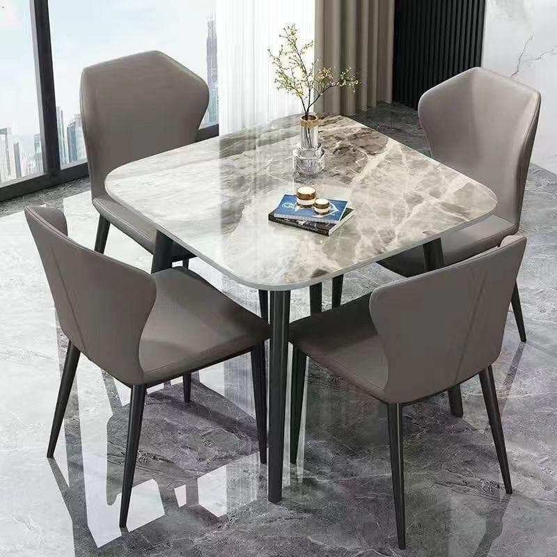 Luz de luxo brilhante ardósia mesa de jantar cadeira combinação pequeno apartamento moderno simples chinês ocidental res