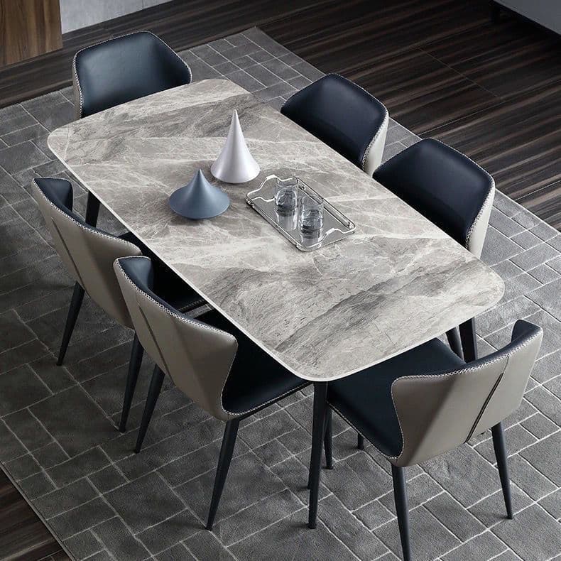 Mesa de jantar de ardósia doméstica pequena mesa de jantar de apartamento moderno simples luz luxo retangular High-End b