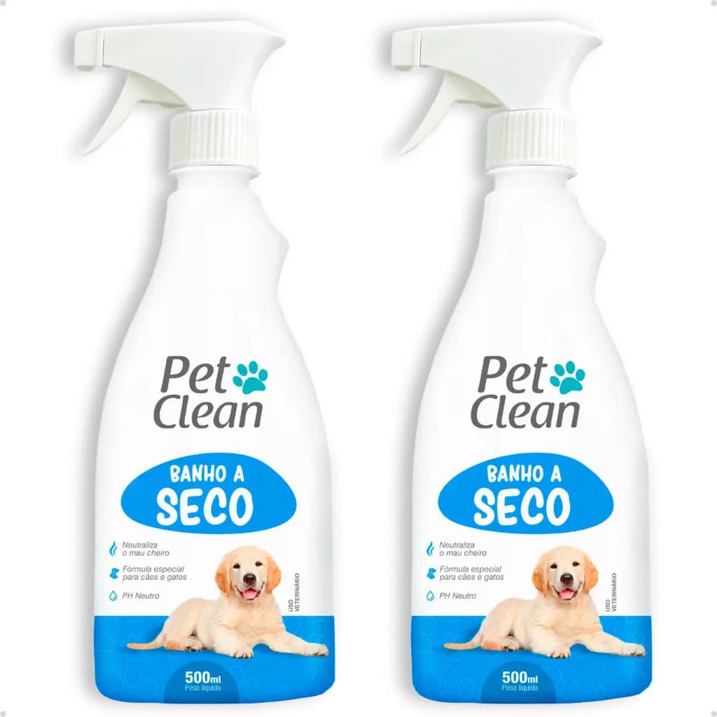 Kit 2 Banhos A Seco Para Cães E Gatos Spray 500ml Pet Clean