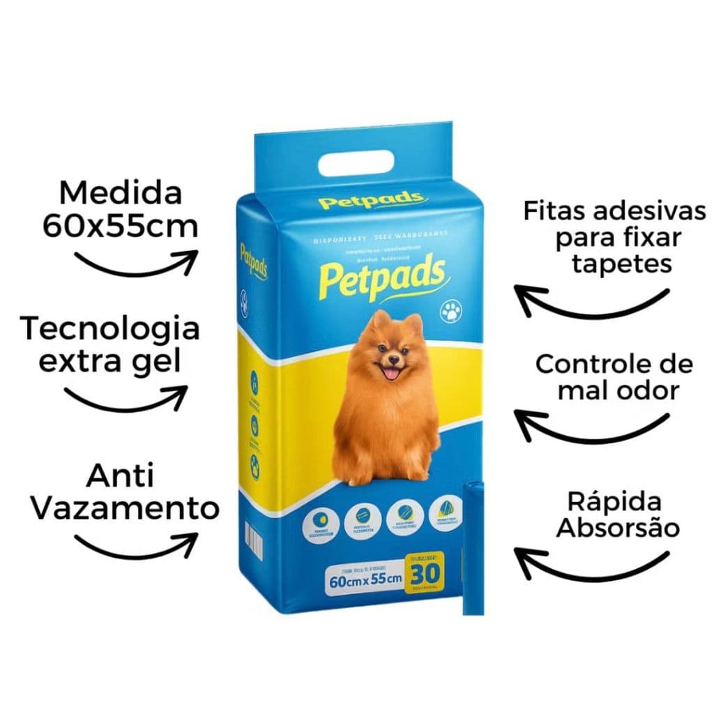 Tapete Higienico 60x55 com 30 Unidades Para Cachorro  - Envio Imediato Petpad Confort Pads