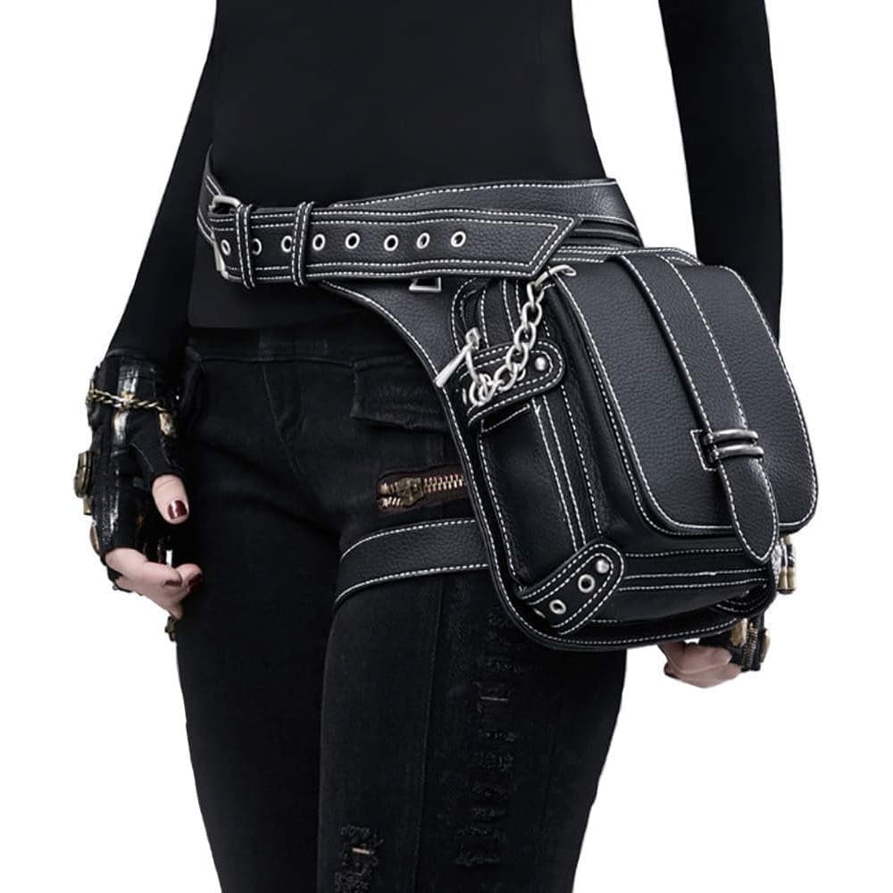 Bolsa de Cintura Steampunk, Pochete de Couro Gótico, Bolsa de Ombro Transversal, Bolsa de Viagem, de Perna,