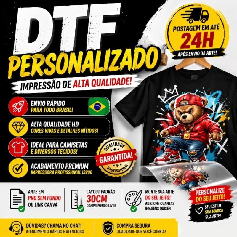 Dtf Textil Impressão Estamparia Blusas Qualquer Tecido por 30 CM Largura