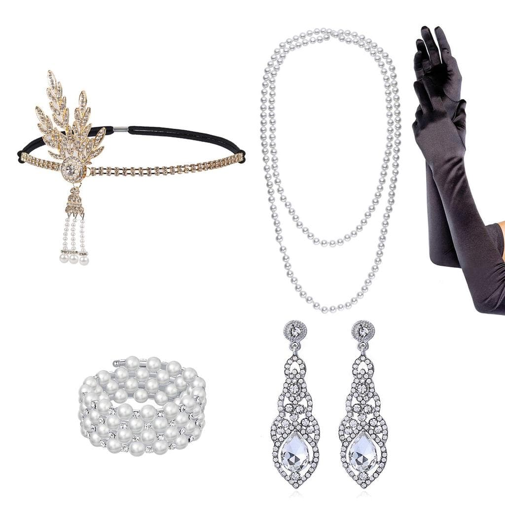 Tiara estilo Flapper dos anos 20, Acessórios de Cabeça para Mulheres no estilo do Grande Gatsby, Conjunto de Acessórios