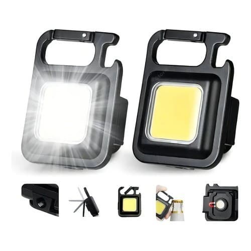 Farol Lanterna Led Recarregável Abridor Garrafa Chaveiro Im Cor Preto