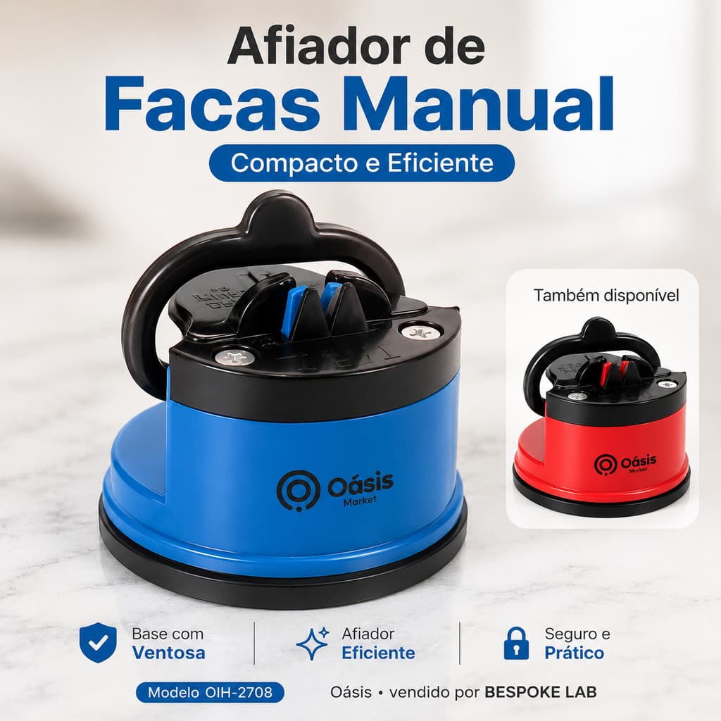 Afiador de Facas Manual Compacto com Ventosa Pratico Casa Churrasco
