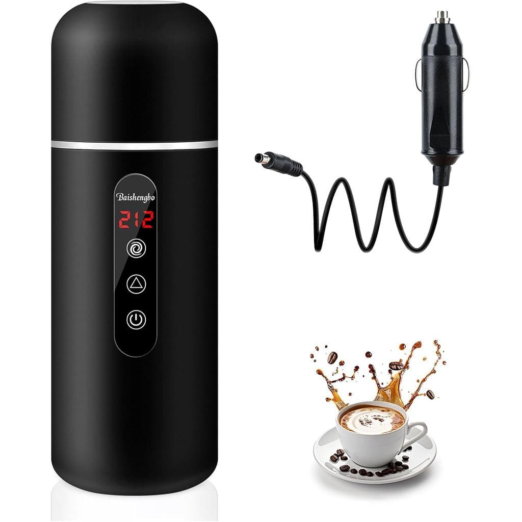 Chaleira para Carro, 12V/24V, Chaleira Elétrica Portátil para Viagem 420ML e Aquecedor de Água em Aço Inoxidável 304 com