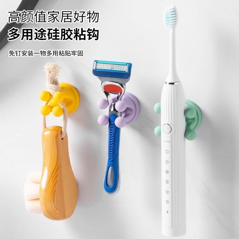 Toalha escova de dentes suporte de parede fixado na parede colher de arroz gancho doméstico Silicone perfuração-livre to