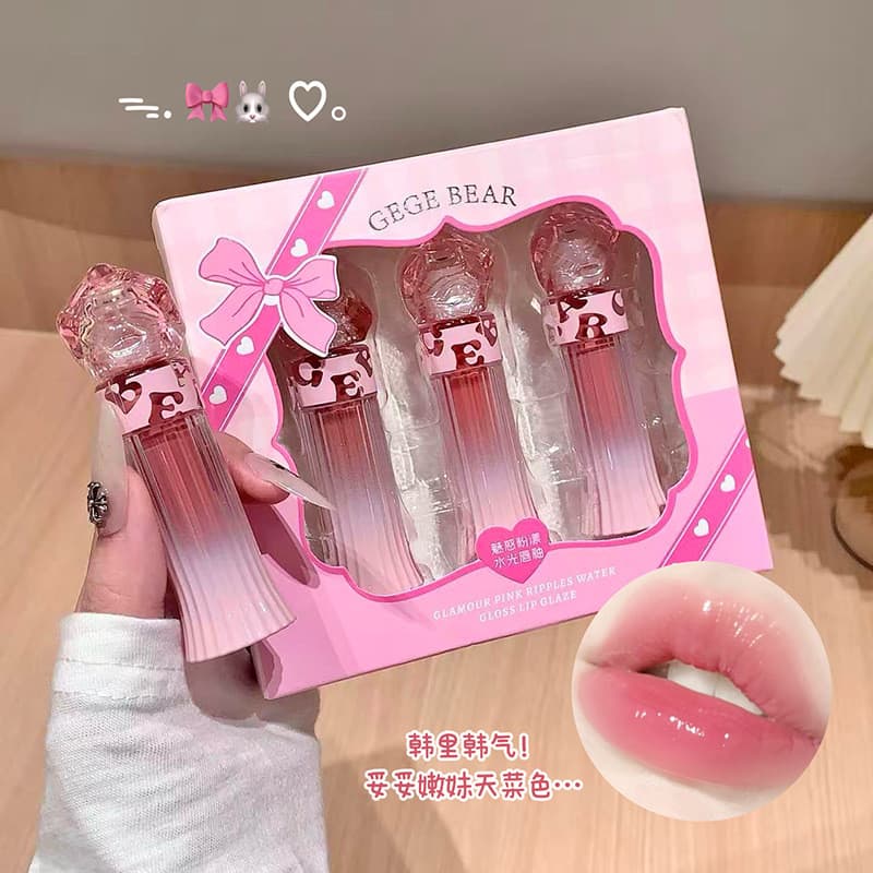 Gege urso gege urso charme rosa brilho de água brilho labial puro desejo outono inverno hidratante Toot maquiagem labial