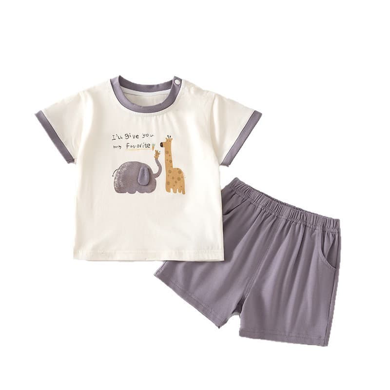 Bebê manga curta terno masculino feminino bebê Homewear ombro aberto solto Shorts exterior Wear