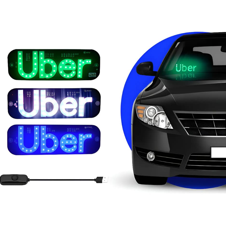 Placa de LED para Carro  Letreiro Luminoso Ventosa para Para-brisa, USB com Botão Liga/Desliga