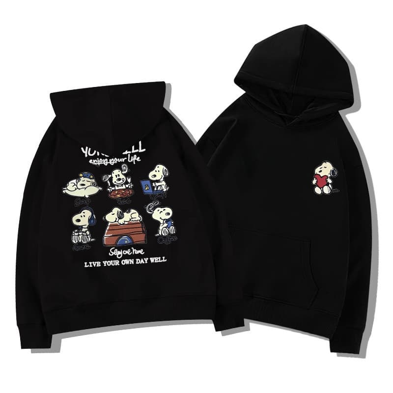 Americano Preguiçoso Solto Chique Desenho Animado Snoopy Moletom Unissex Outono Com Capuz