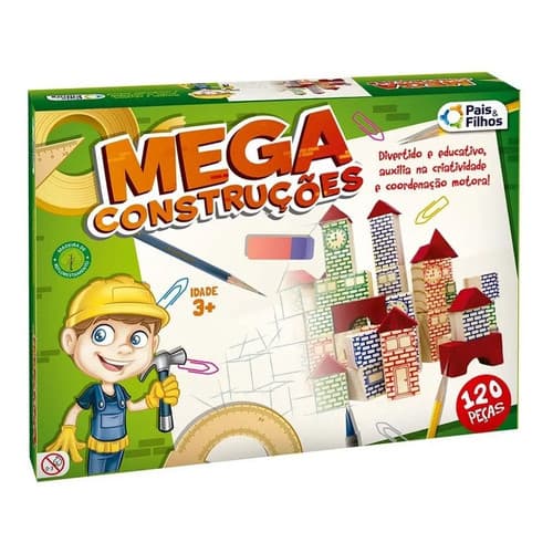 Blocos De Montar Mega Construções 120 Peças Pais E Filhos