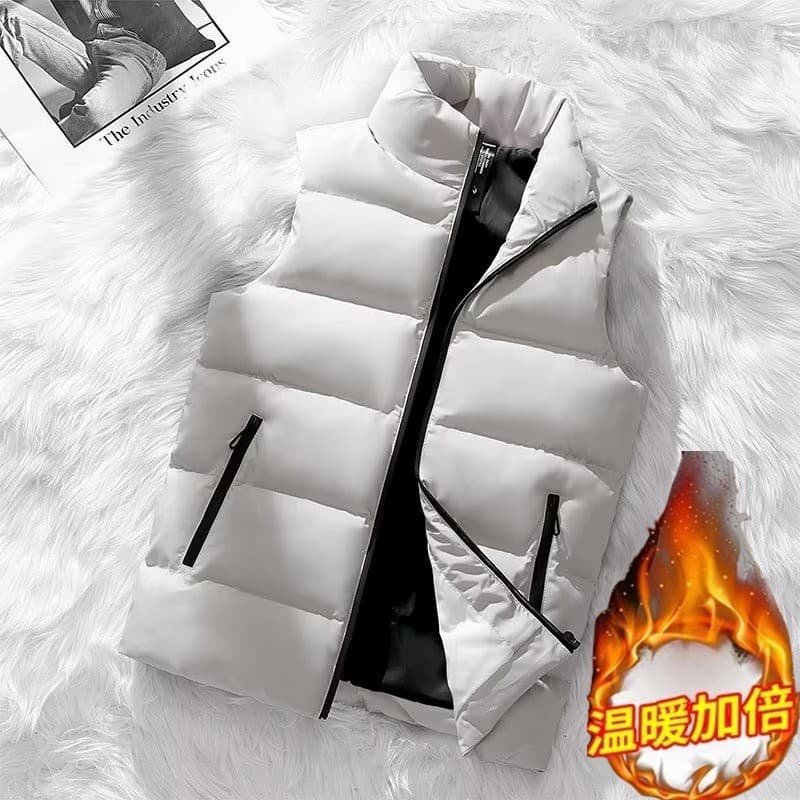 Para baixo colete de algodão masculino outono inverno gola alta engrossado colete térmico na moda colete sem mangas Casu