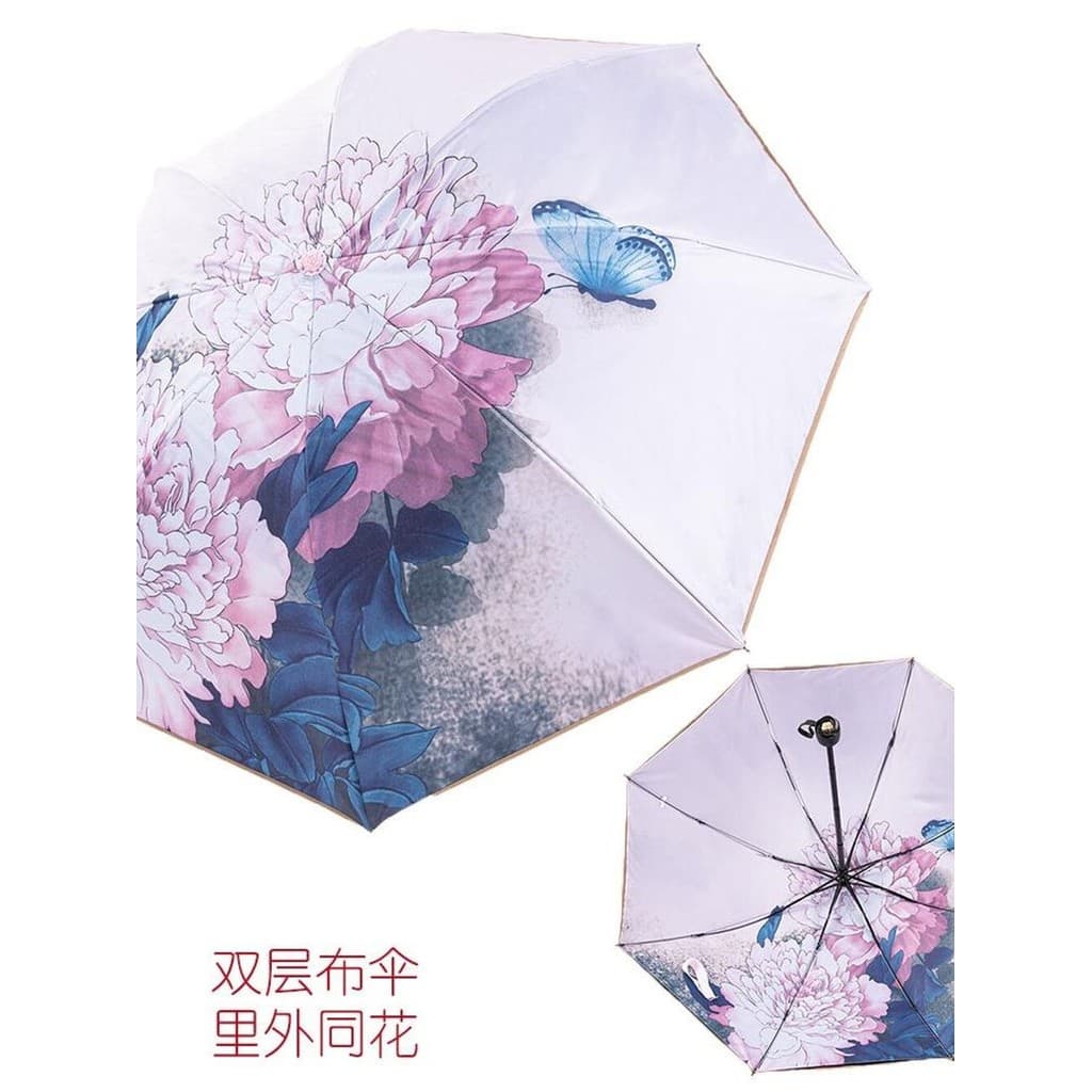 Novo estilo guarda-sol de vinil impresso dupla face protetor solar engrossado chuva ou chuva dupla utilização Anti-ultra