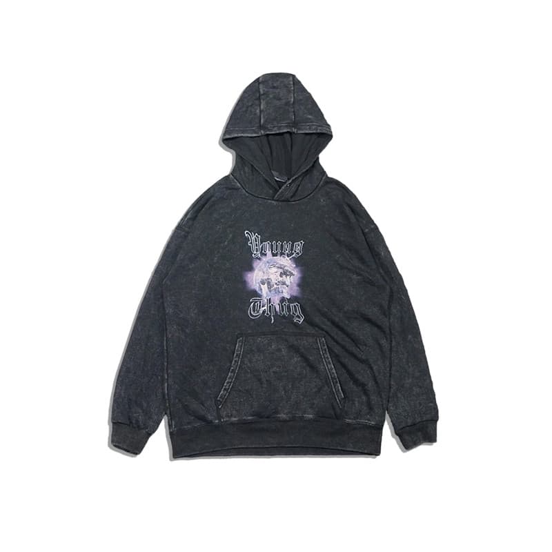 Bonito na moda rua Casual masculino feminino lavado angustiado Retro perfil com capuz caído ombro pulôver moletom com ca