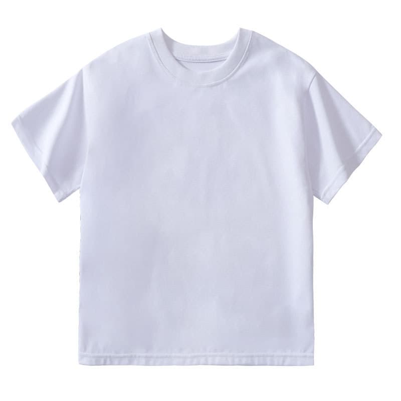 Camiseta infantil de algodão puro de manga curta para meninas soltas respiráveis simples Top Casual