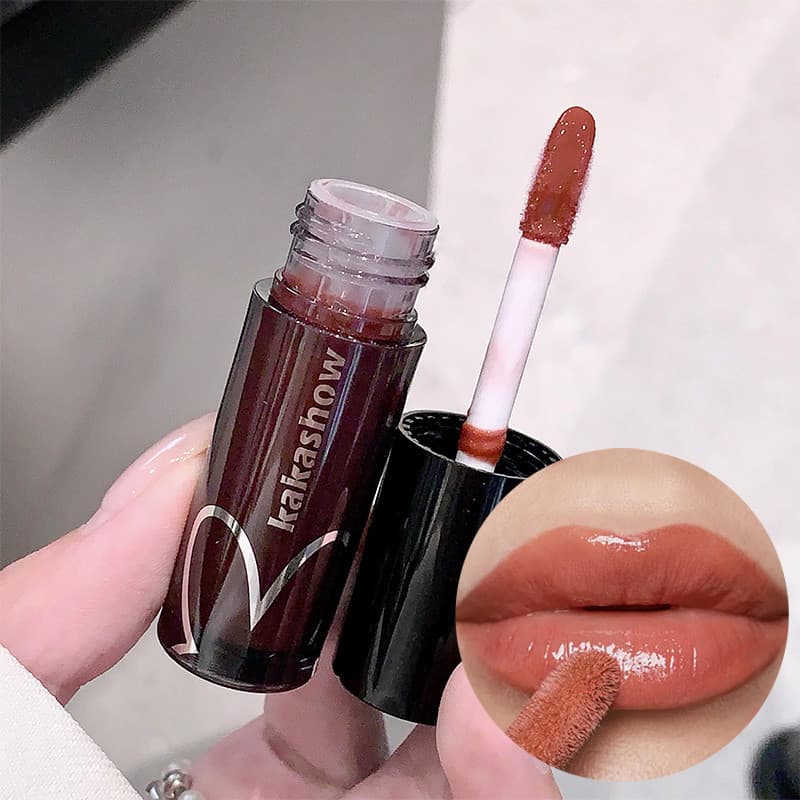 Kakashow Espelho Lip Glaze Glossy Tint Glassy Jelly Gloss Não Pegajoso Hidratante J