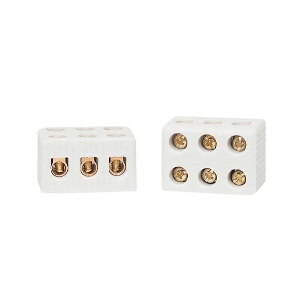Kit 3 Conectores Porcelana 6mm 30A 600V 3 Polos – Seguro e Resistente