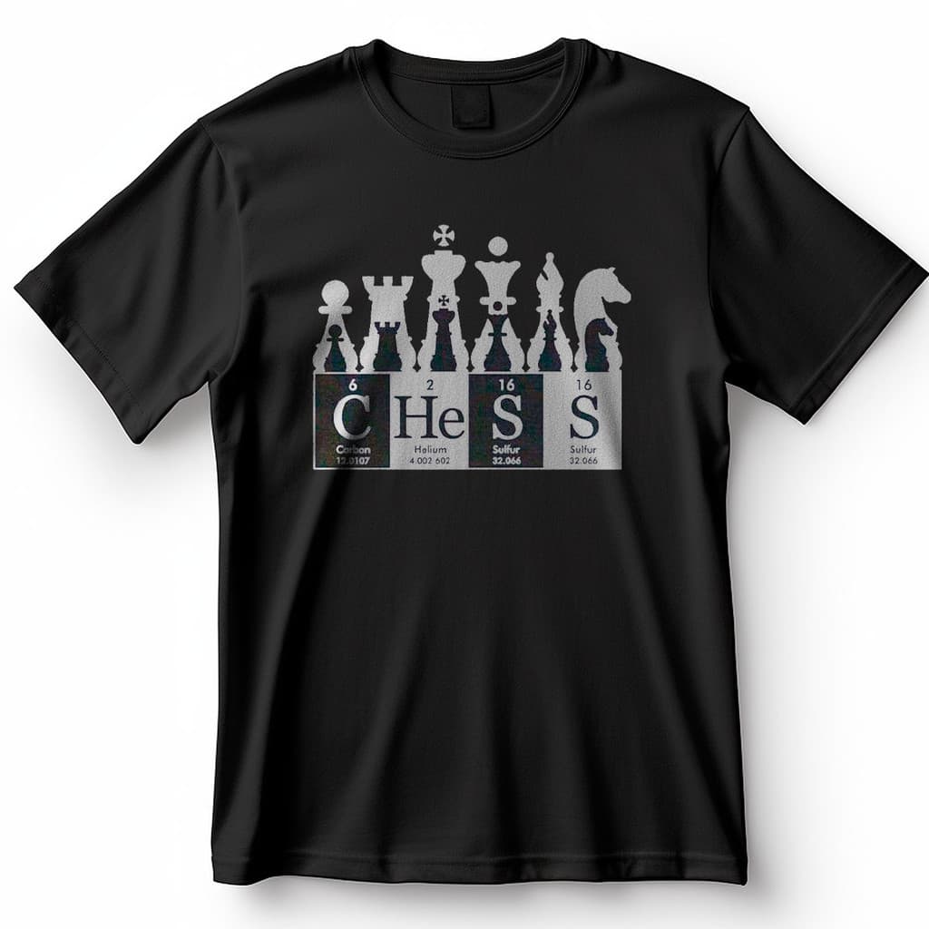 Camiseta Xadrez Tabela Periódica Peças Jogo Blusa Camisa 100% Algodão