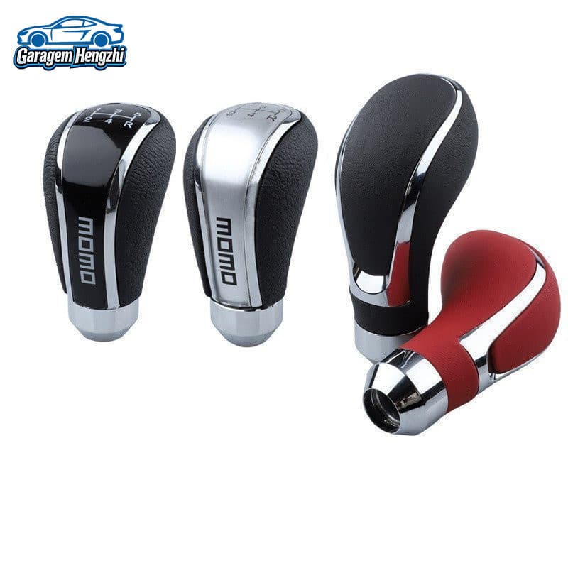 Manopla de Câmbio Universal MOMO em Couro PU para Carro, 5 Velocidades, Transmissão Manual, Alavanca Automática Pr A4J F