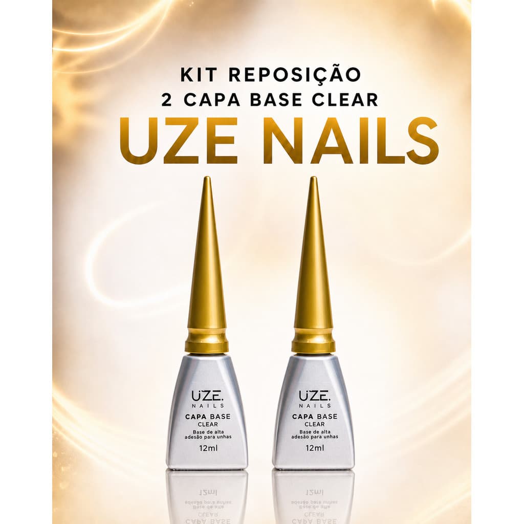Kit Reposição 2 Capa Base Clear 12ml Uze Nails Alta Adesão Unhas Gel
