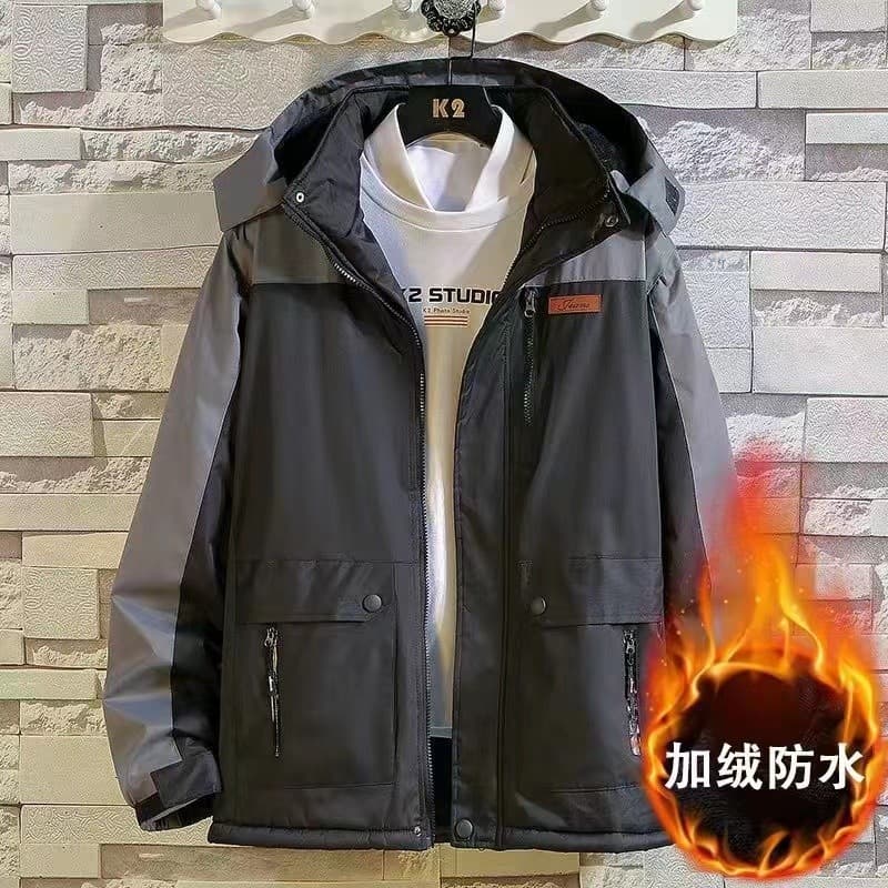 Jaqueta acolchoada de inverno masculina forro de lã jaqueta espessada jaqueta acolchoada masculina Casual solta impermeá