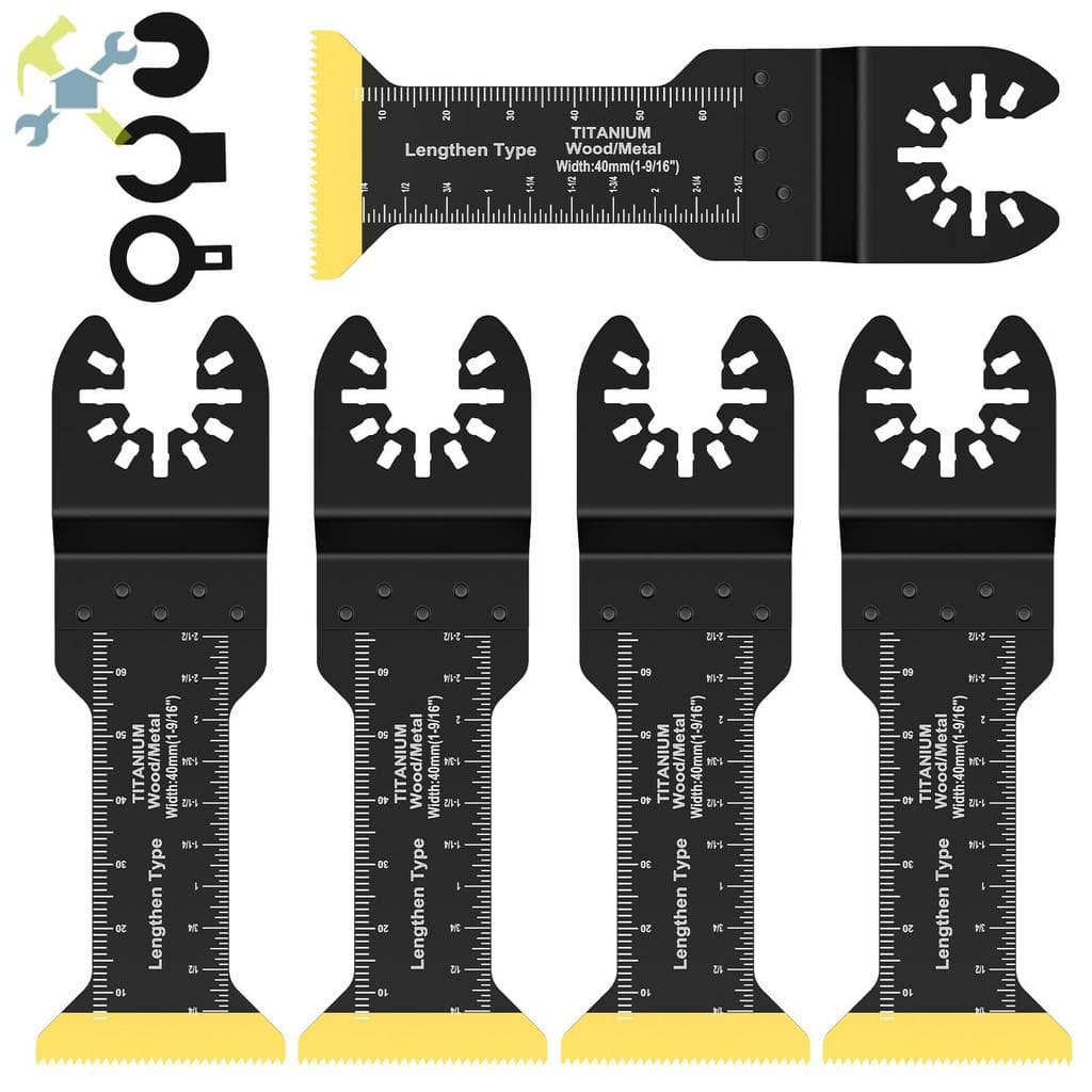 5 Pçs Conjunto De Lâmina De Serra Oscilante 2-3/4 Polegada Extra Longo Bimetal Multiferramenta Titânio Banhado Lâminas S