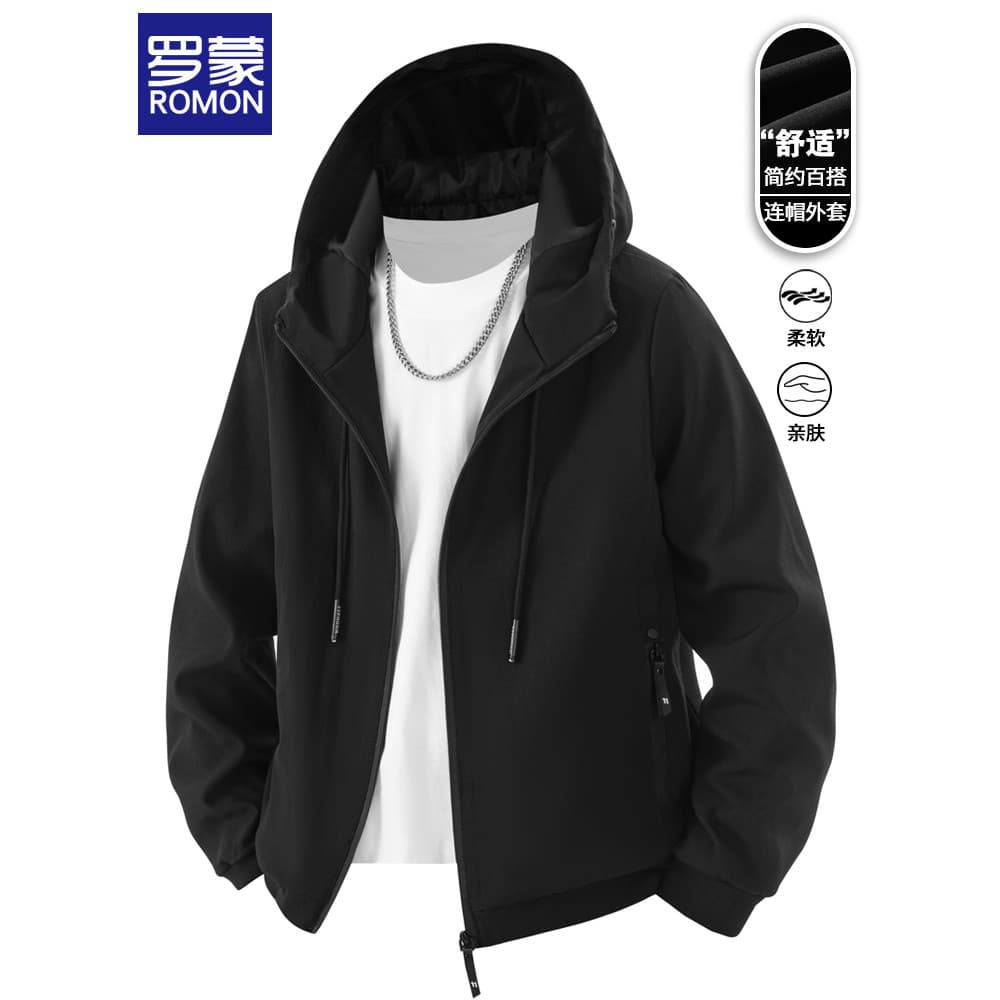 Lomon outono inverno jaqueta masculina solta carga jaqueta superior forro de lã primavera outono estilo com capuz jaquet