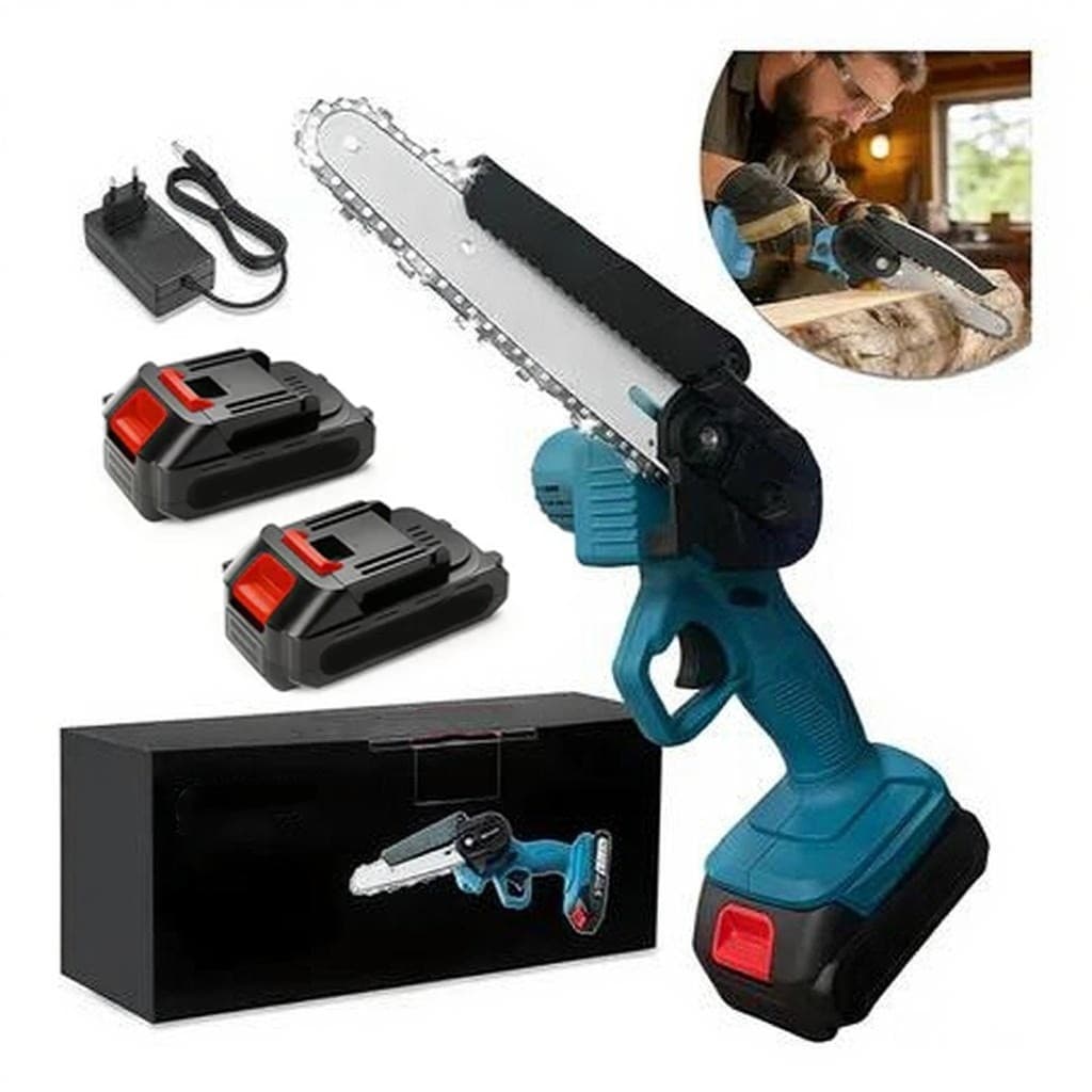 1800W Mini Motosserra Poda Jardinagem 2 Baterias 6 Polegadas