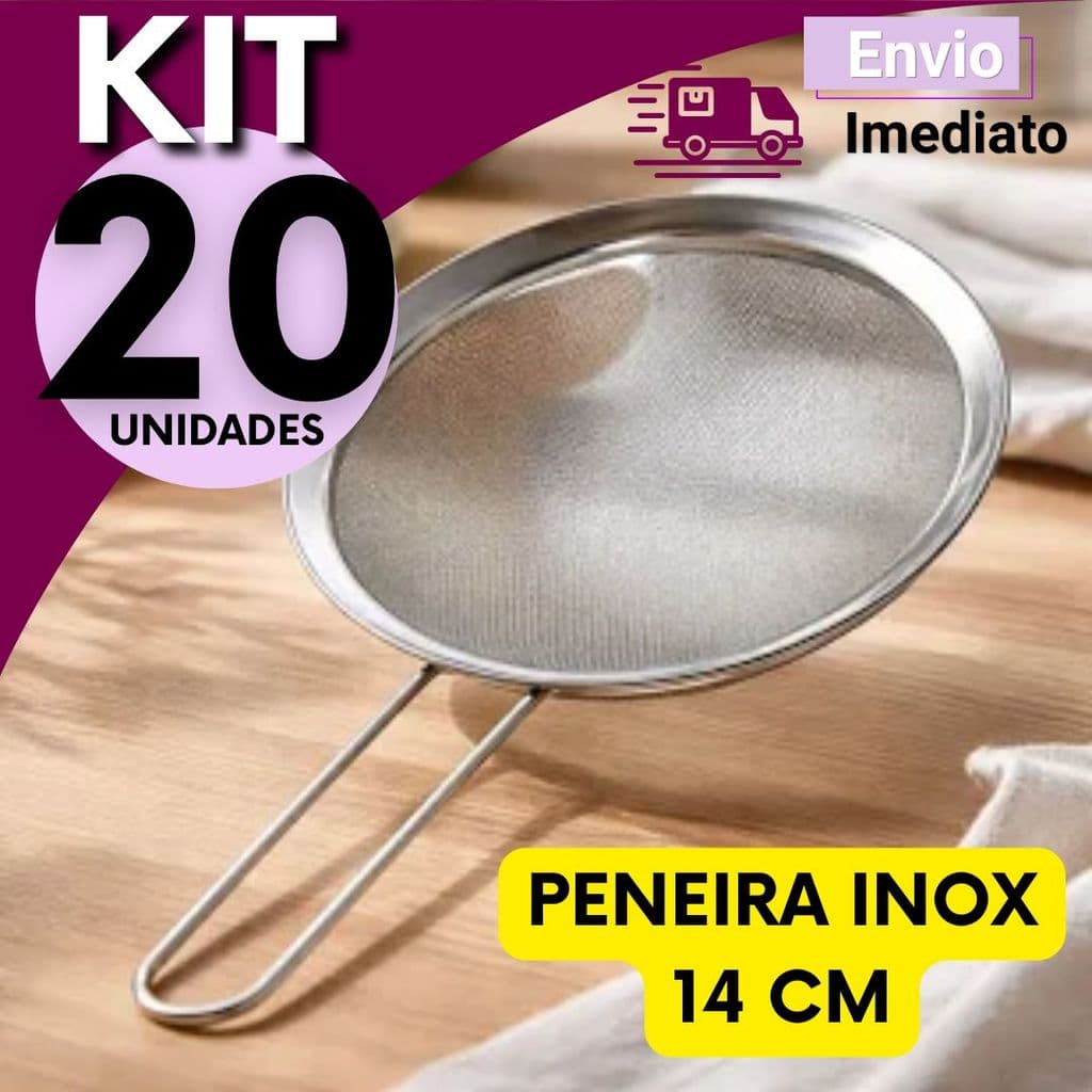 Filtro Culinário Peneira de Inox 14cm KIT COM 20, 10 OU 5 Unidades Resistente Cozinha Profissional Multiuso