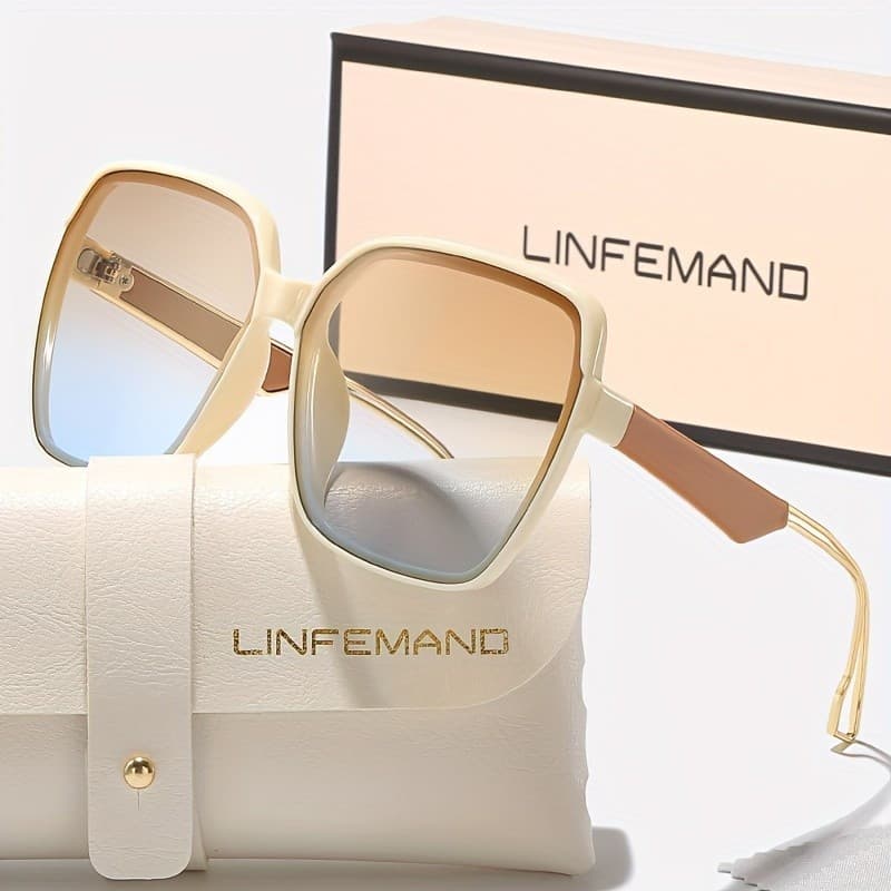 Óculos Poligonais Oversized da Moda para Mulheres, para Dirigir, Praia, Viagens, Lentes Gradientes, Proteção Solar, Pres