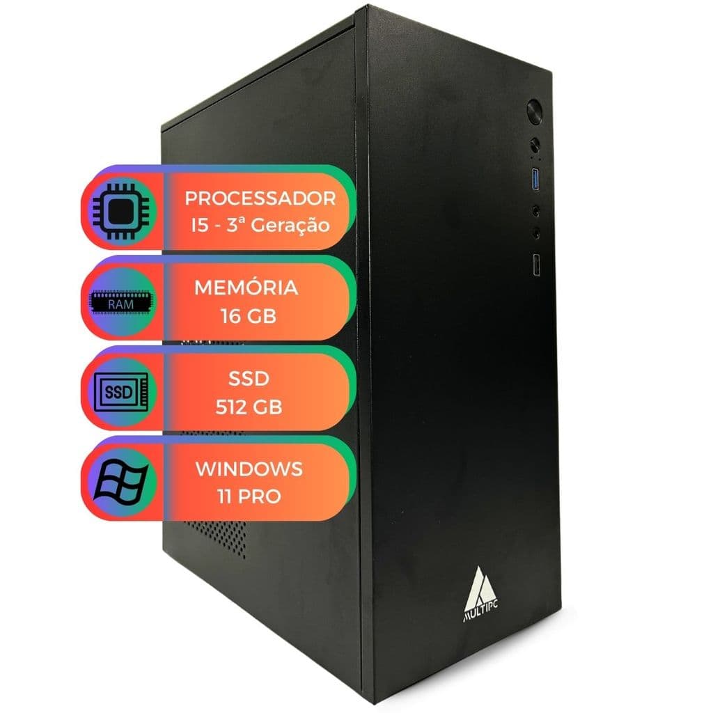 Computador MultiPc Office I5 3470 SSD 512GB 16GB RAM Windows 11 Ideal para Trabalho e Estudo