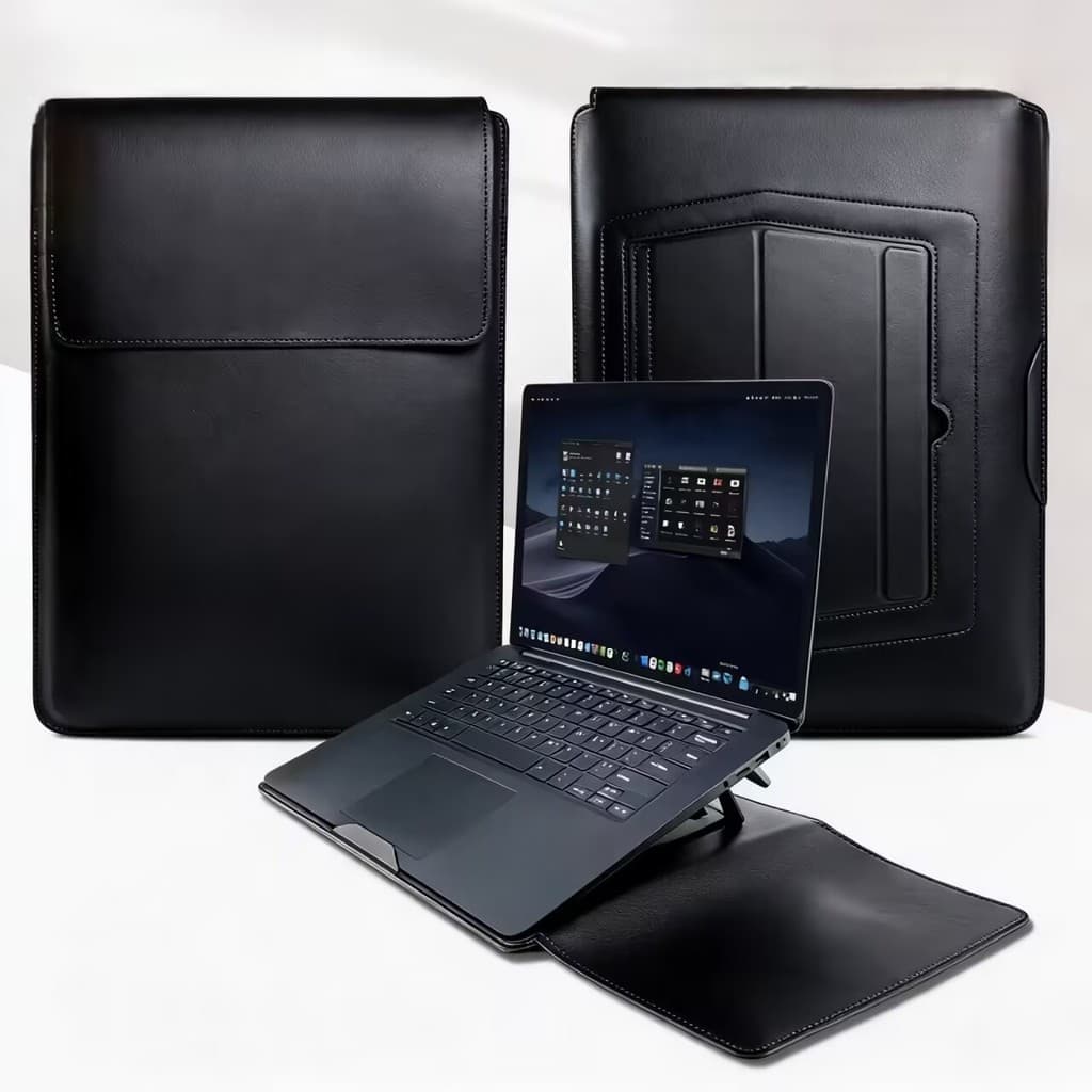 Mochila para notebook de alta qualidade, couro, 14 a 16 polegadas, com suporte e bolsa para carregador