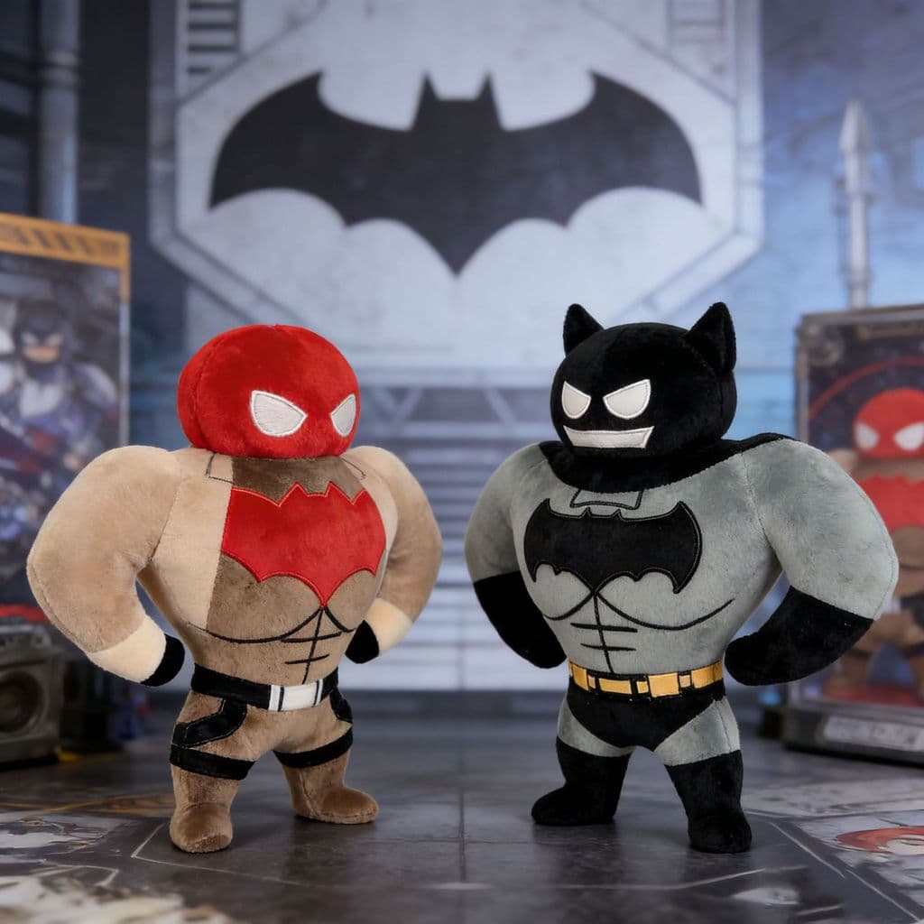 Brinquedo de pelúcia do Capuz Vermelho de Jason Todd, boneco do Batman e do Robin