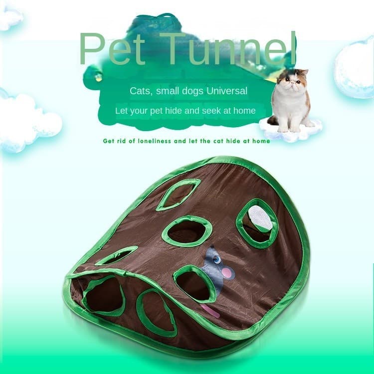 Gato Brinquedos Nove Buracos Mouse Buraco Canal Túnel Com Som Sino Pegar A Bola Quebra-Cabeça Interação