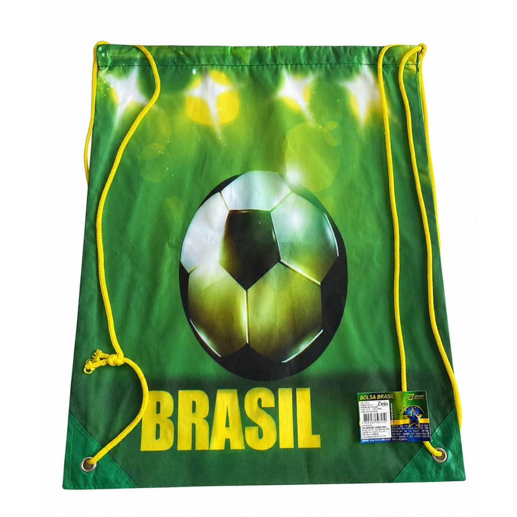 Bolsa Saco Brasil 32x42cm Poliéster Oxford Academia Escola Esporte Futebol