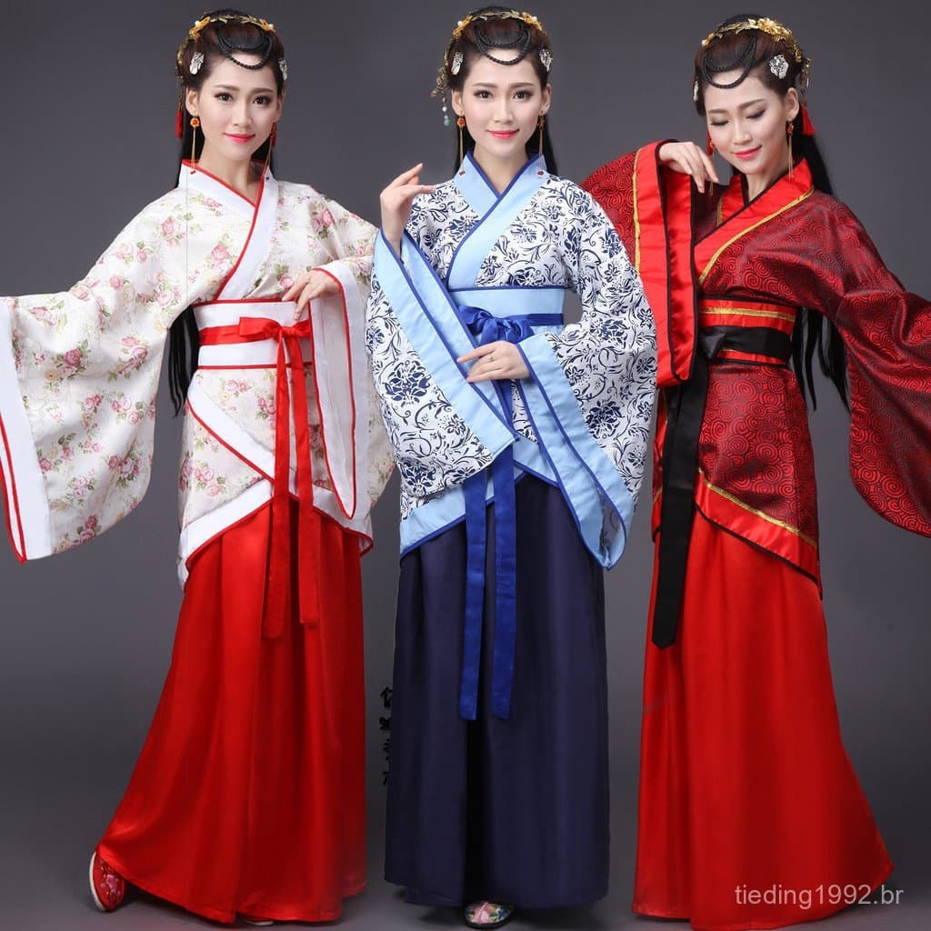 Traje antigo fada Hanfu Tang traje princesa saia de peito completo foto traje