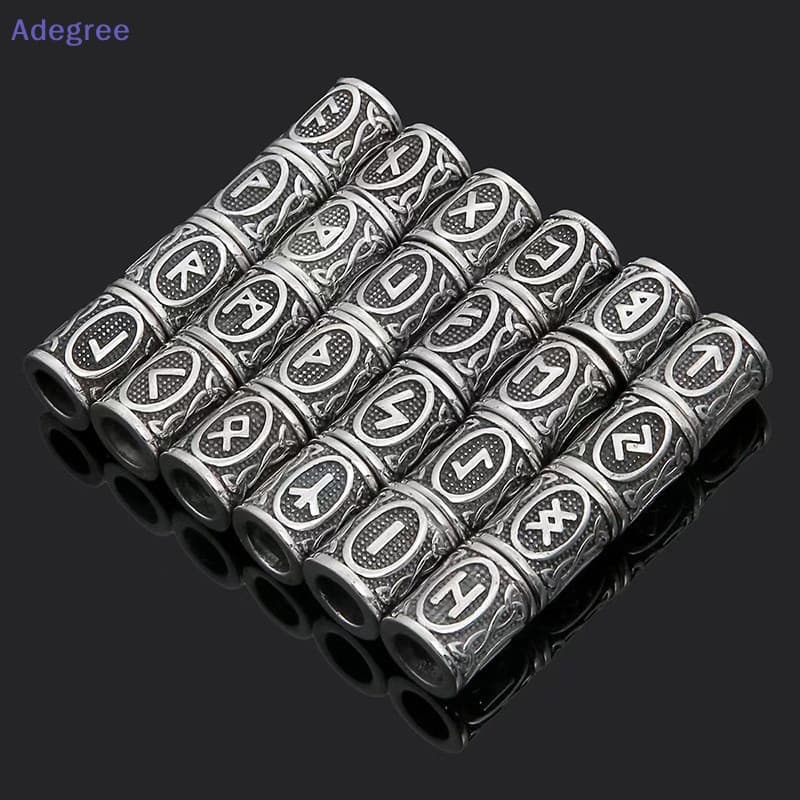 Adegree 24 pcs Viking Runes Set Loose Beads Spacer Para Trança De Cabelo Dreadlock DIY Jóias Fazendo Novo