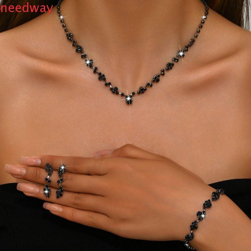 Conjunto De Joias De Cristal NEEDWAYB , Brincos Requintados De Diamante , Colar De Pulseira De Strass Brilhante De Noiva