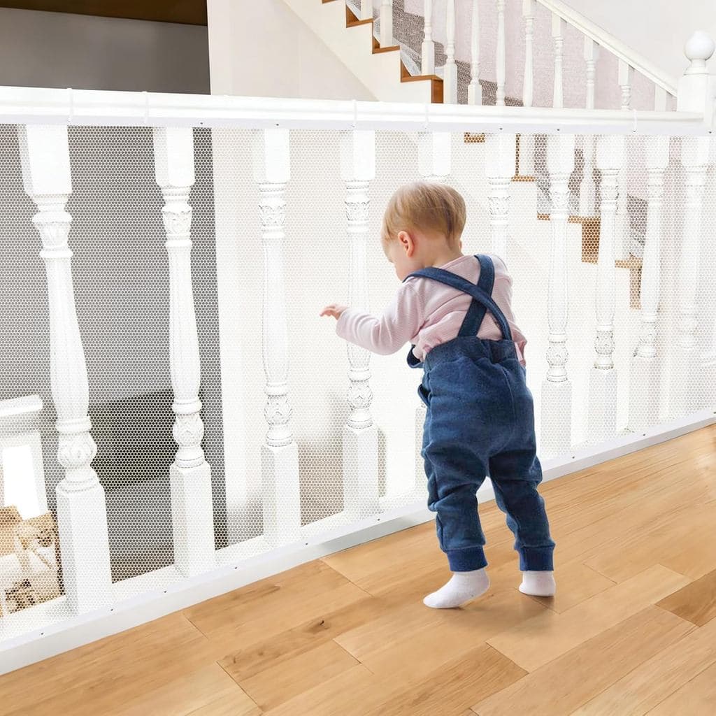 South to East Banister Guard for Baby, 10ft x 3ft Child Safety Net, Balcony Netting for Pets, Stair Railing Cover Baby P