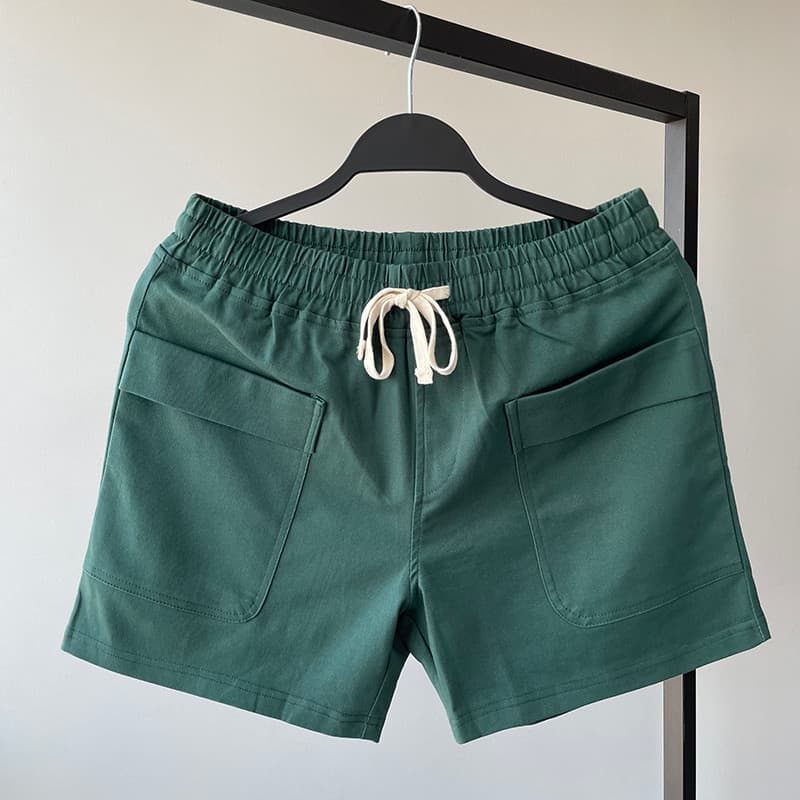 Verde escuro solto macacão shorts masculino resistente estilo cara puro algodão Micro-estretch shorts esportivos calças