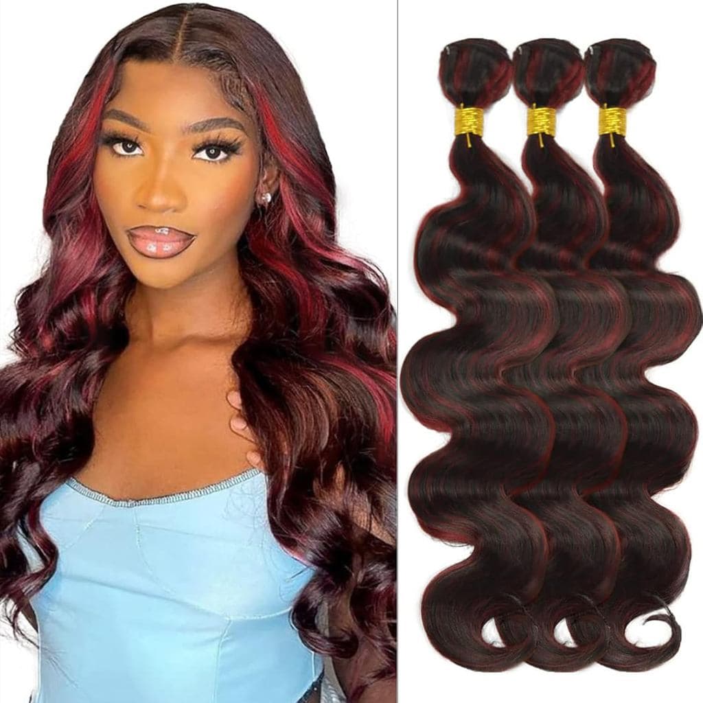Pacotes de Cabelo Humano Borgonha 22 24 26 Polegadas, Extensões de Cabelo Humano Ondulado 100% Não Processado, Macio, Co