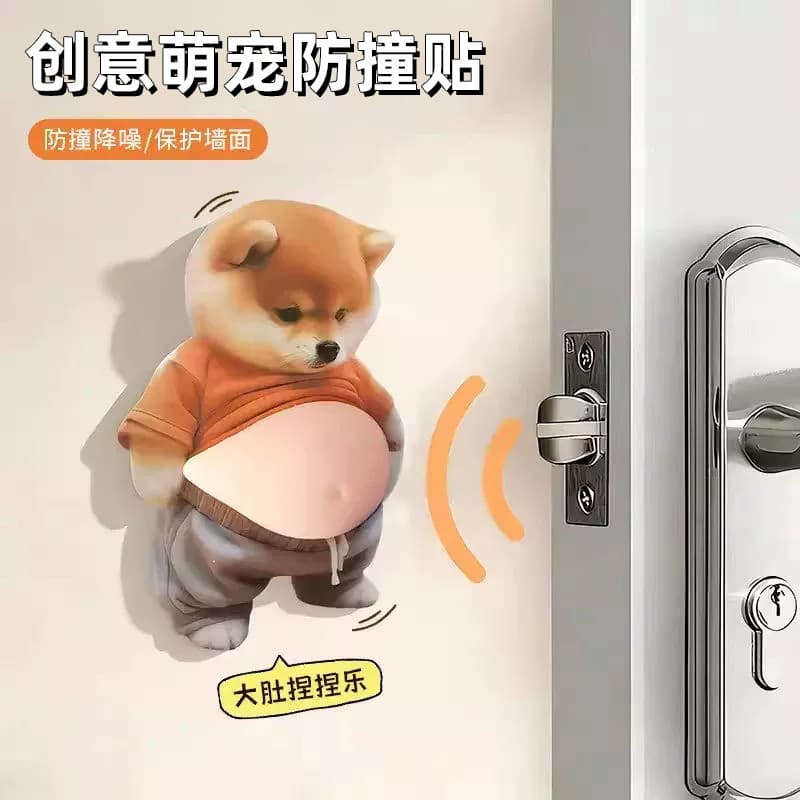 Criativo Shiba Inu barriga pitada música Anti-colisão adesivos bonito descompressão casa Doorstop ferramenta útil forma
