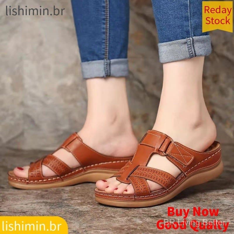 Sandálias Ortopédicas Femininas Slip On Com Bico Aberto 6638 VMDJ AQZN