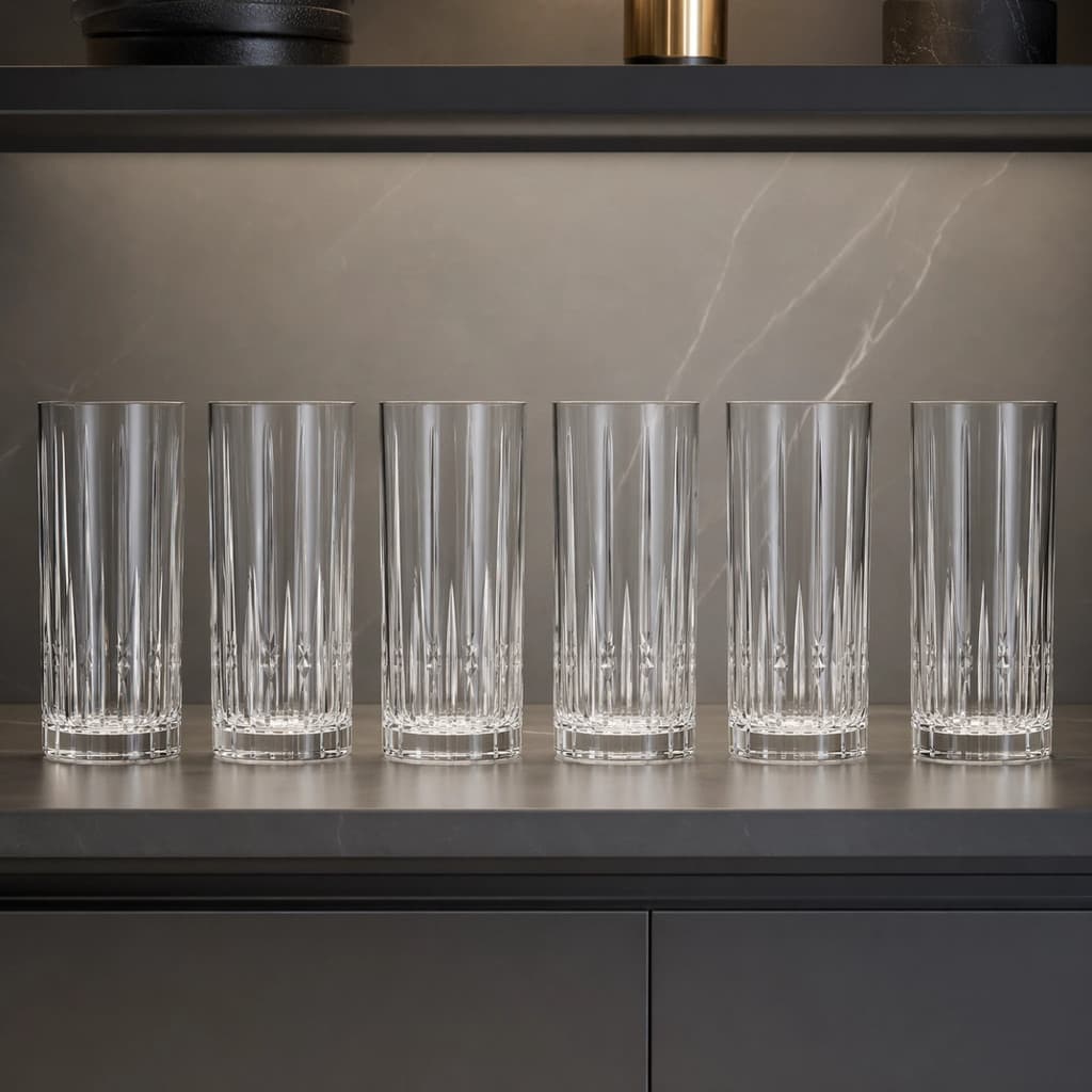 Jogo de 6 Copos de Vidro 390ml de Cerveja Agua Suco Grosso e Resistente Designer Elegante
