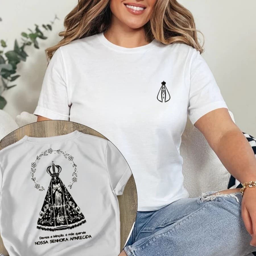 Camiseta Cristã T-shirt Nossa Senhora Blusa Varias Cores Católica